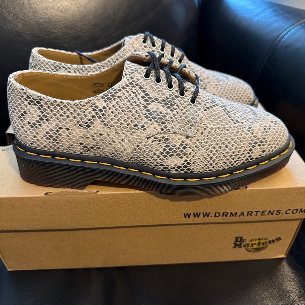 Dr. Martens Gray Snake Pattern Shoes